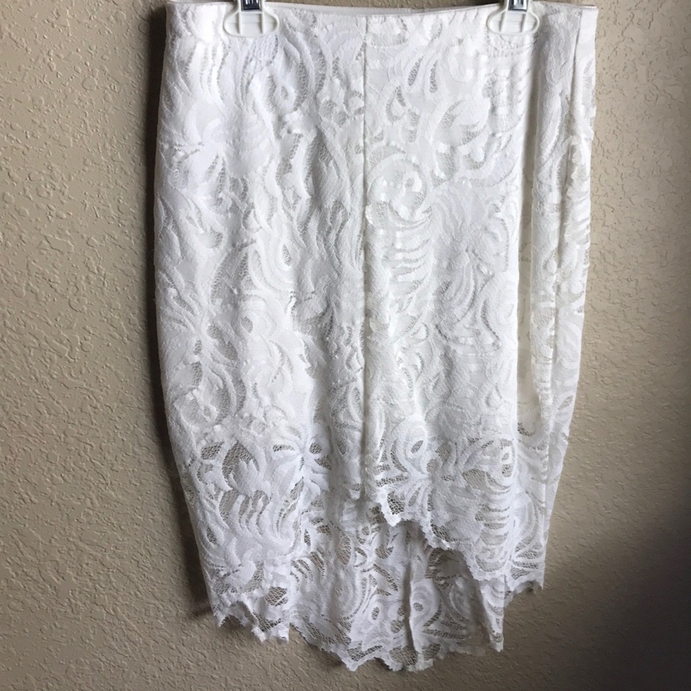 High low white lace skirt!